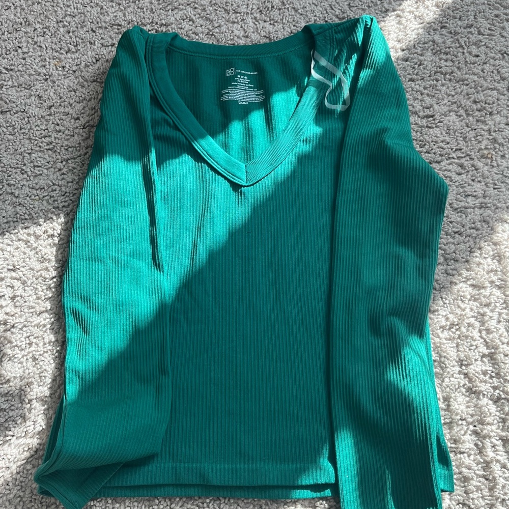 Teal Long Sleeve V-Neck Top